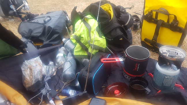 Image of my stuff looking out of my tent on the morning of day 2.